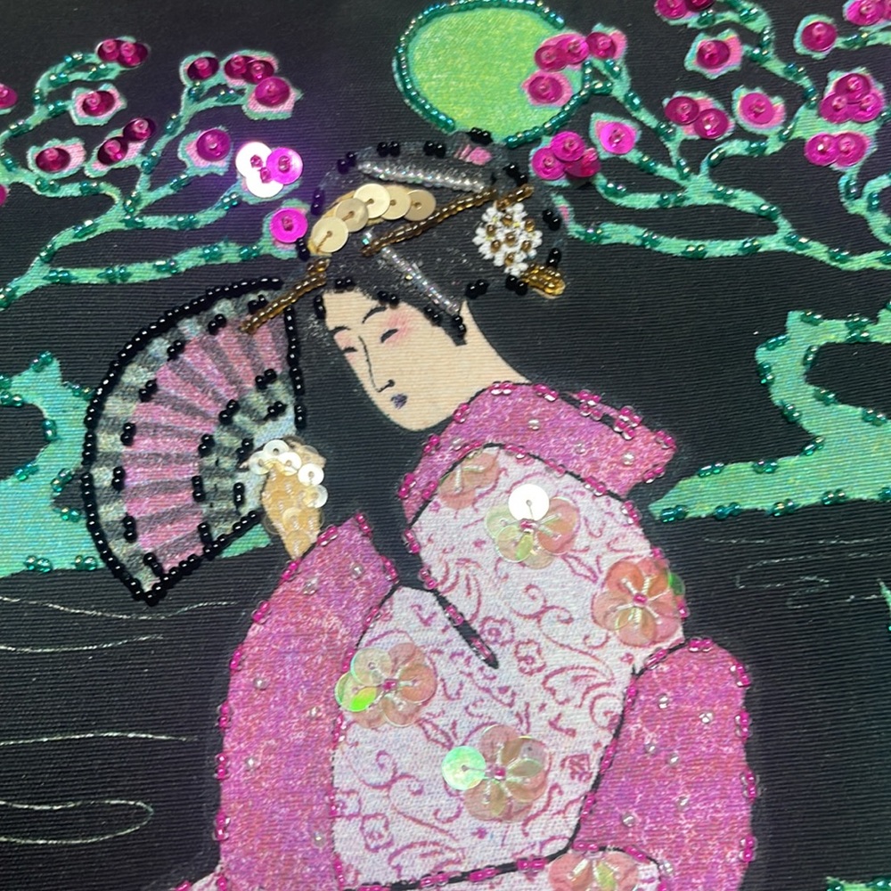 Prezzo Tote Pocketbook Asian style beaded sequins - Picture 3 of 7